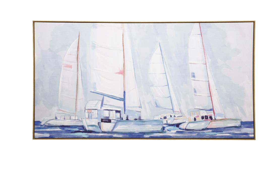 Sail Boats Framed Canvas Print - Wood Frame 80X150Cm