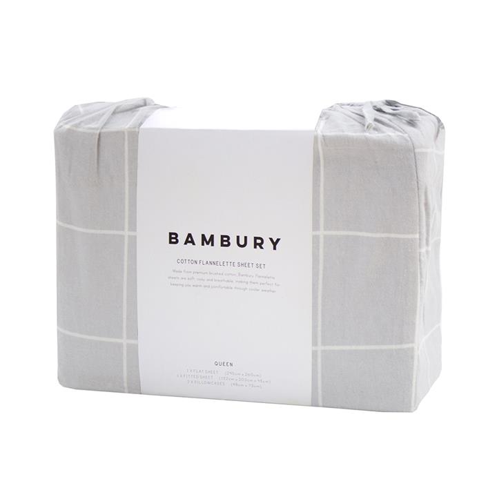 Sb Carrington Flannelette Sheet Set Silver