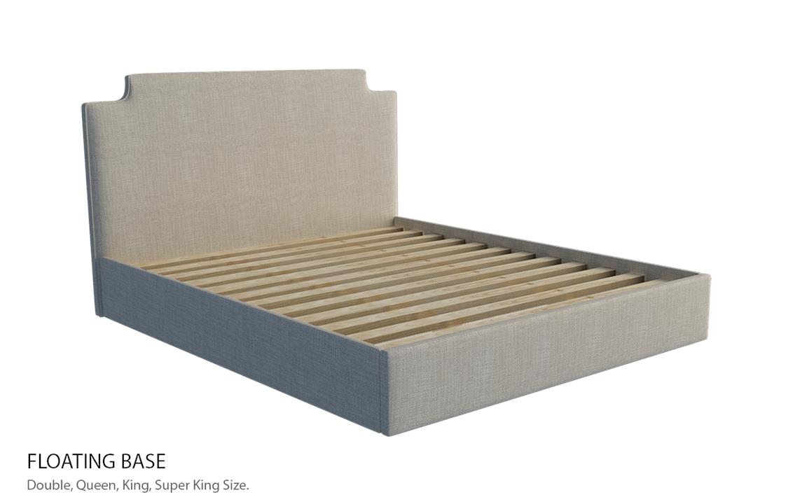 Scallop custom upholstered bed with choice of standard base