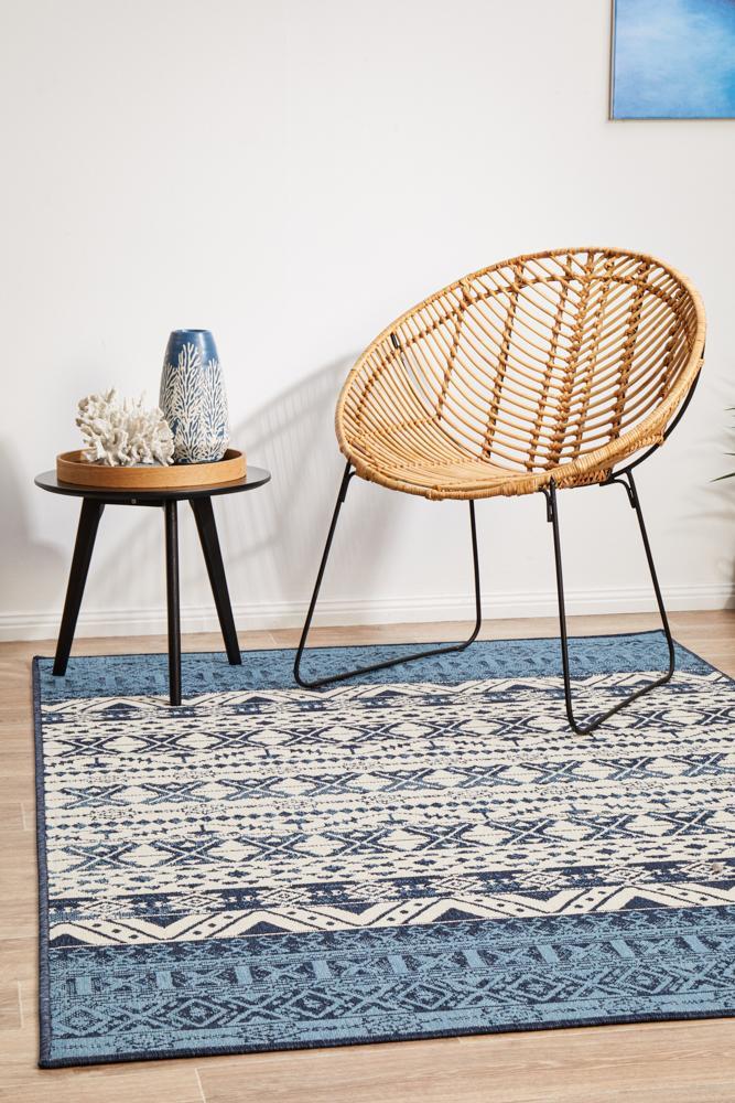 Seaside White Blue Rug 280X190CM