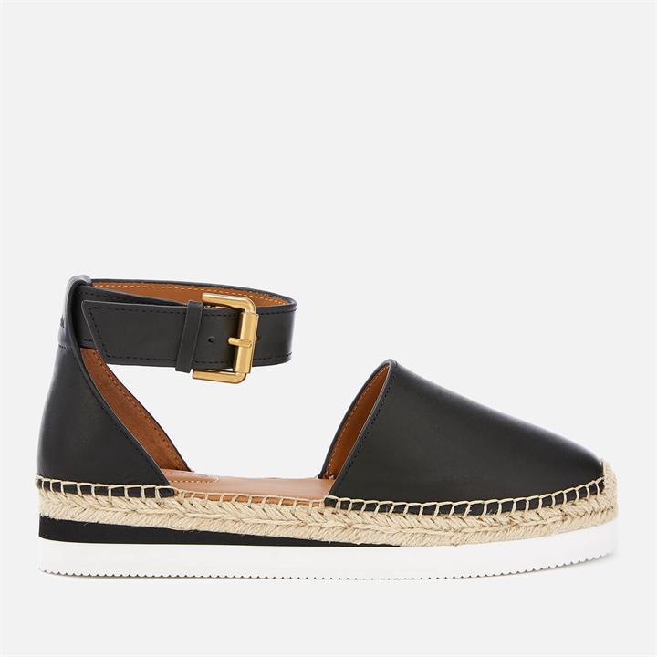 See by Chloé Women's Glyn Leather Espadrille Flat Sandals - Black - EU 36/UK 3