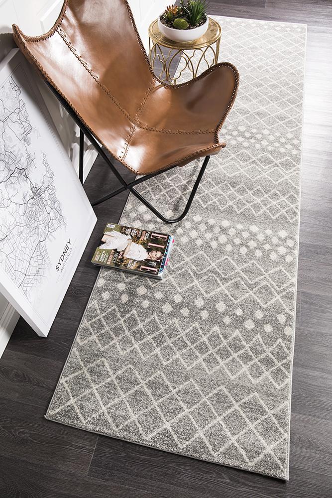 Selma Silver Tribal Runner Rug 300x80cm