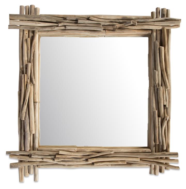 Semerang Square Mirror with Teak Branch Frame