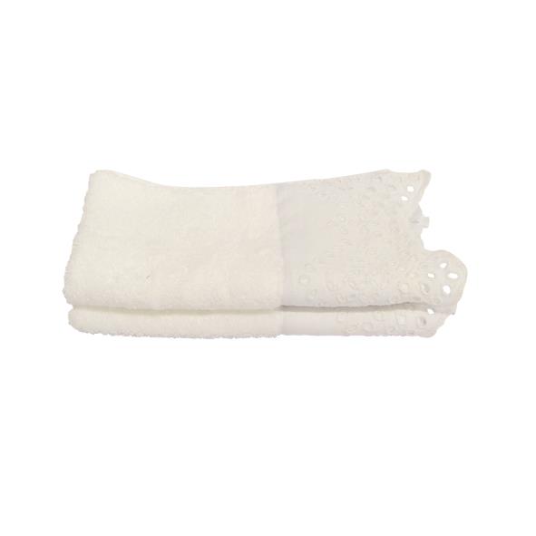 SET 2 Beaded White Embroidery Handtowel