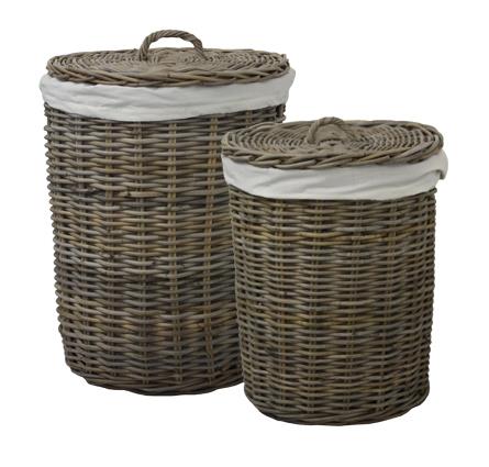 SET 2 Round Rattan Laundry Baskets