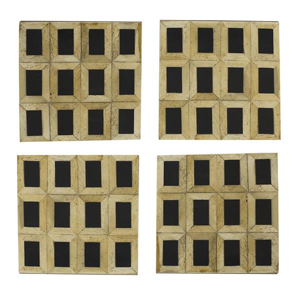SET 4 Black and Natural Square Coasters