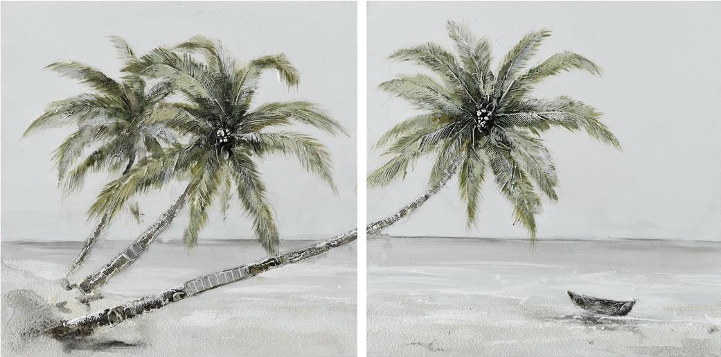 Set of 2 Tropical Palm Paint 140x70cm
