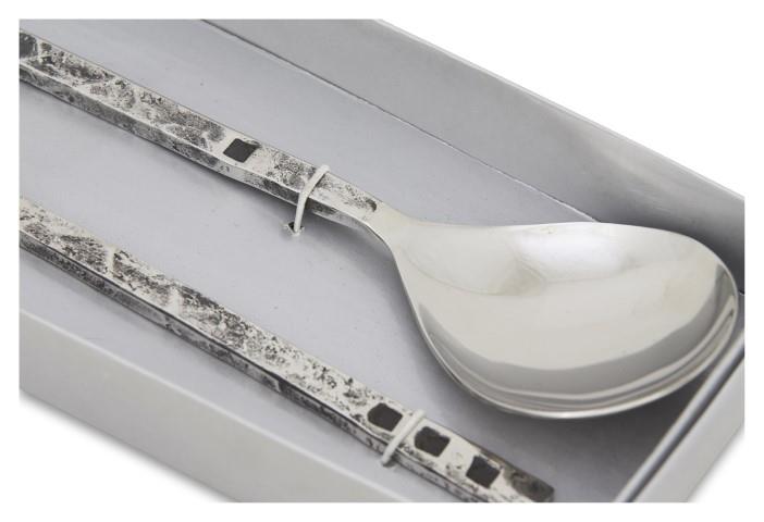 Set of 2 Vera Stainless Steel Salad Servers - Silver - 29x7cm