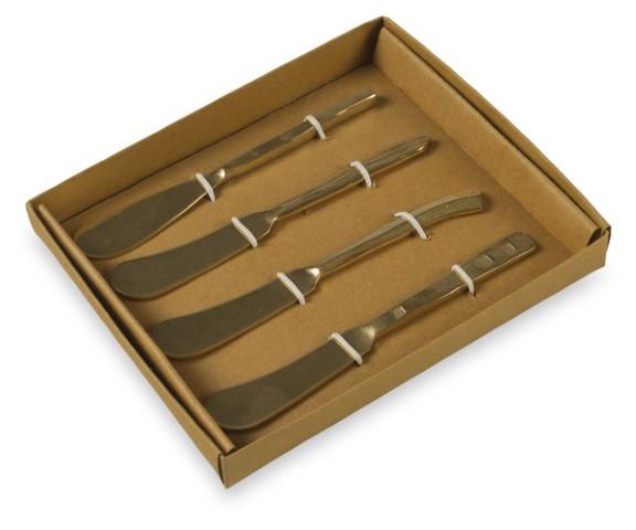 Set of 4 Assorted Stainless Steel Pate Knives - Gold - 14x2cm