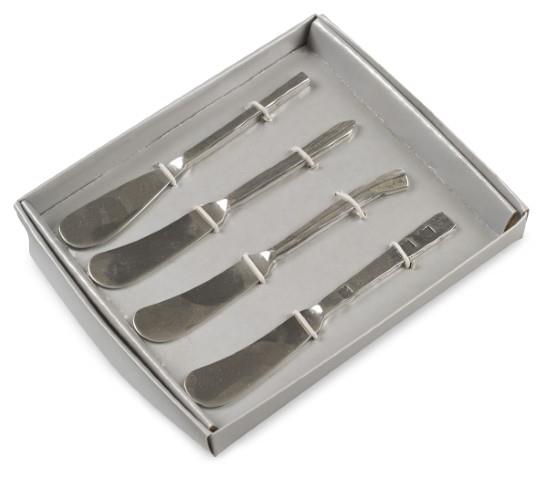 Set of 4 Assorted Stainless Steel Pate Knives - Silver
