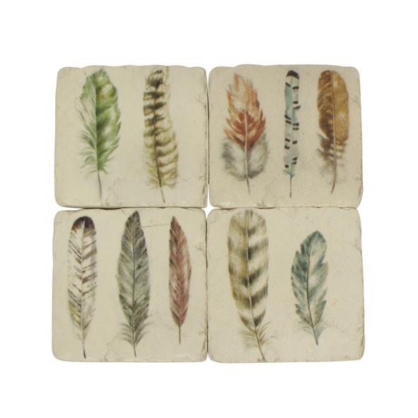Set of 8 Feather Resin Coasters