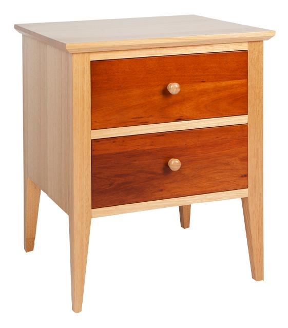 Shaker custom timber 2 drawer bedside with knob wood handle
