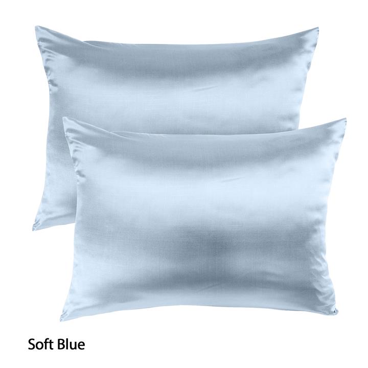 Silk Pillow Case Twin Pack - Soft Blue