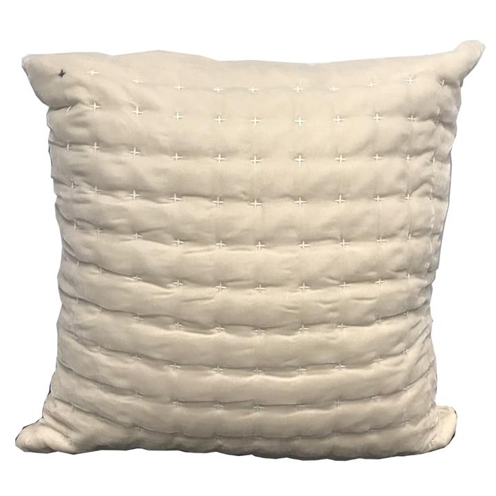 Silk Velvet Emb Cushion - Cream 65X65Cm
