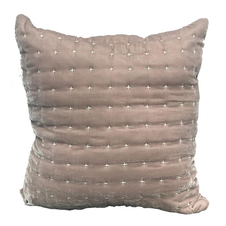 Silk Velvet Emb Cushion - Rose 65X65Cm
