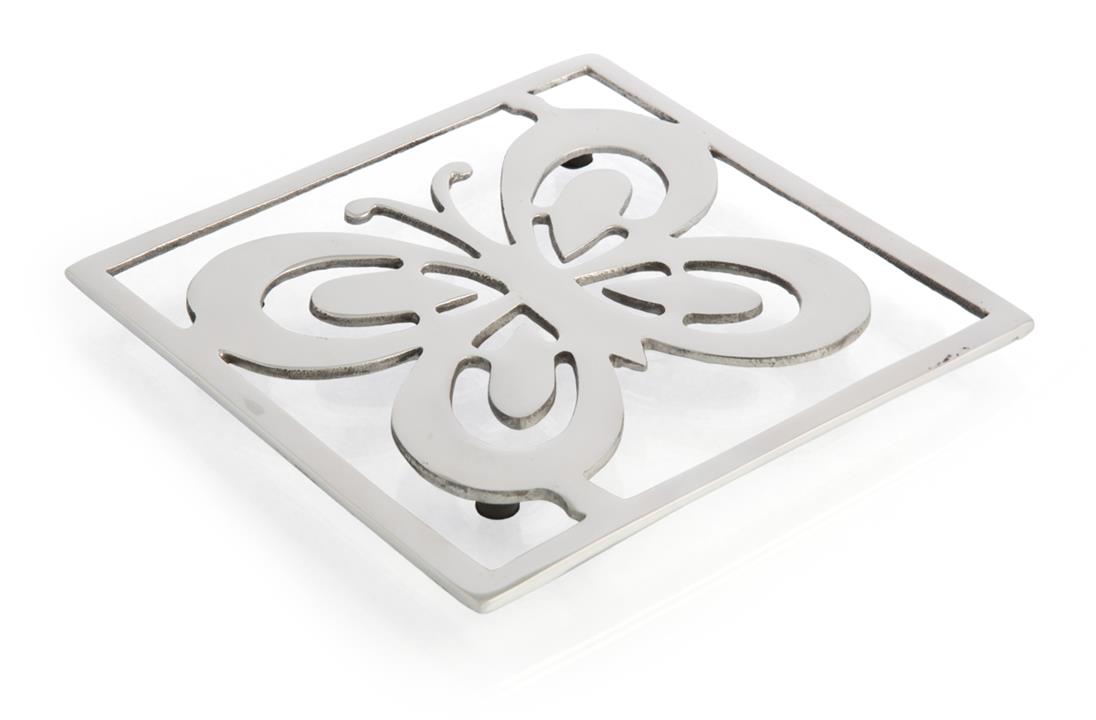 Silver Butterfly Square Trivet