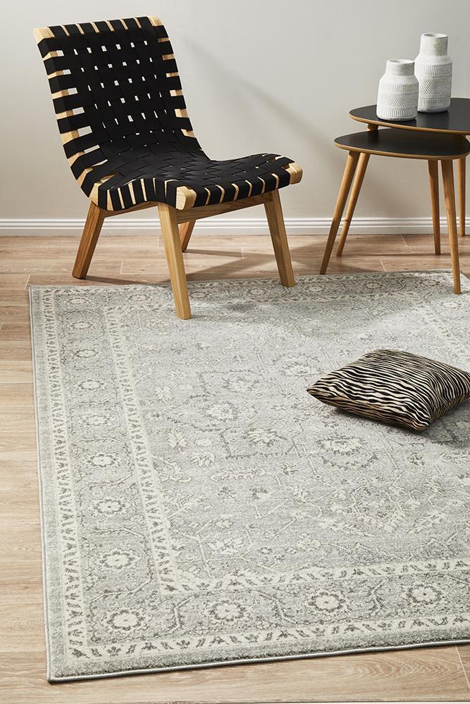 Silver Flower Transitional Rug 290x200cm