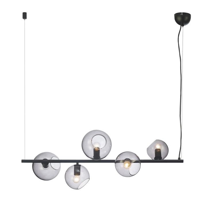 Sinus 5 Light Pendant Black / Smoked Glass