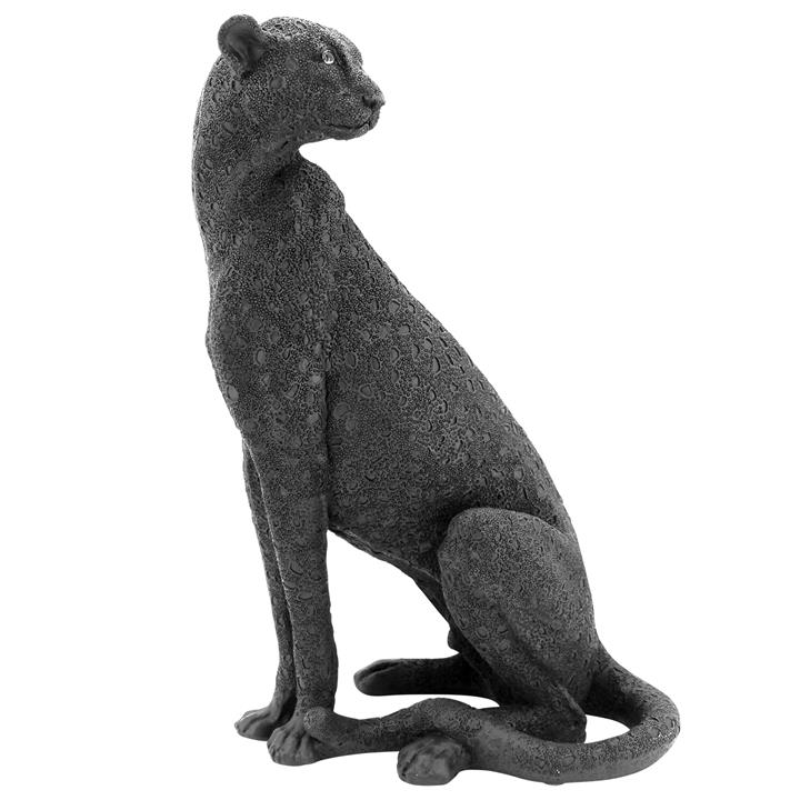 Sitting Leopard Matte Black40cm