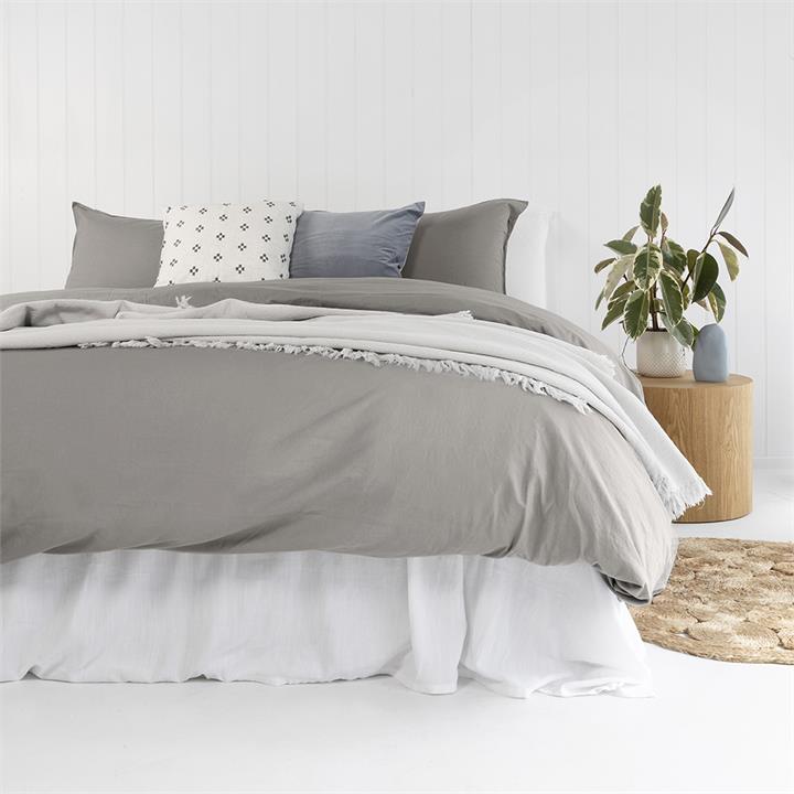 SKb Temple Organic Cotton Quilt Cover Set Grey