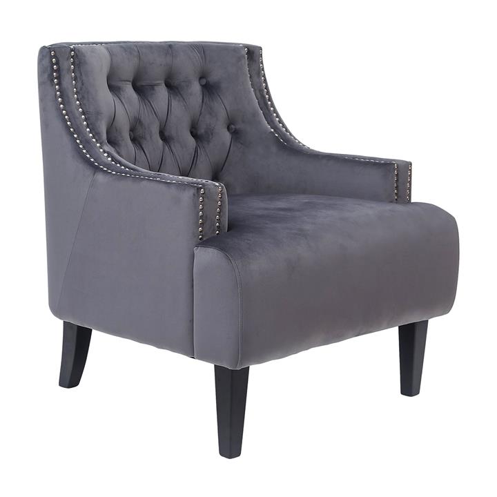 Skyler Tufted Occasional Chair - Charcoal Velvet