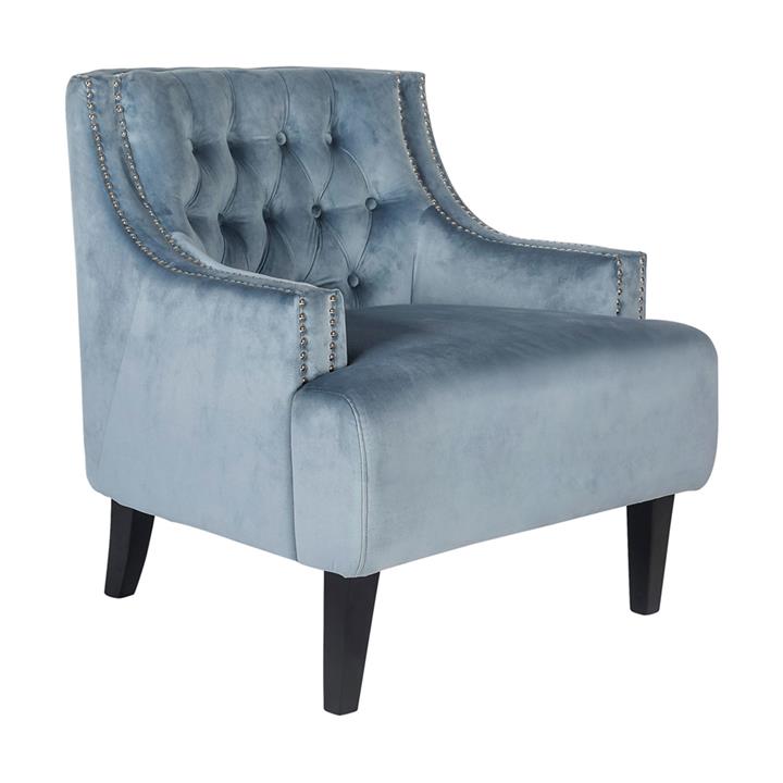 Skyler Tufted Occasional Chair - Dove Grey Velvet