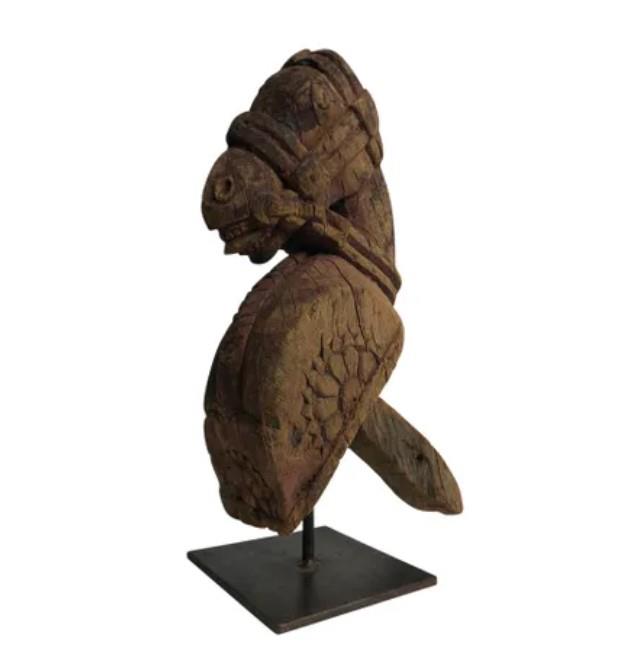 Small Indian Vintage Horse Carving Brown