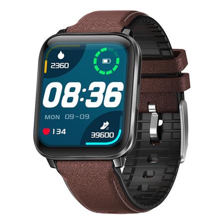 Smart Watch Wireless Charging Bluetooth Fitness Tracker with Heart Rate Monitor COL.DK.Brown