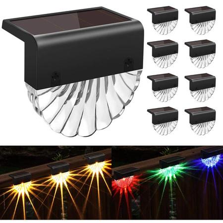 Solar Deck Lights Outdoor,Solar Step Light Waterproof Solar Fence Lights for Patio Stairs Post Pathway Porch Driveway Yard Garden Decor, Warm White/LED Color Glow Lighting(1Pack)