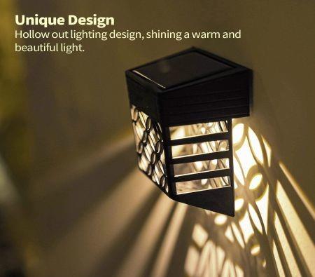 Solar Deck Lights, Solar Fence Lights Outdoor Waterproof LED Garden Decorative Lighting for Post?Patio, Front Door, Step, Stair, Pool and Yard, Warm White, 4 Pack