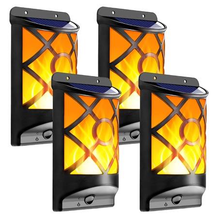 Solar Flame Lights Outdoor Fire Effect 66 LED Auto On/Off Solar Powered Wall Mounted Landscape 1pc
