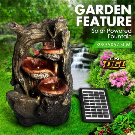 Solar Panel Powered Water Fountain Garden Features Bird Bath Backyard w/ LED Light