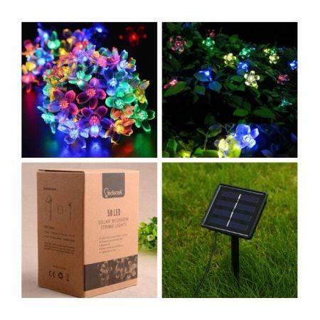 Solar Power Fairy Led Peach Blossom String Lights Colorful Light