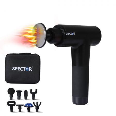Spector Heated Massage Gun Deep Tissue Percussion Muscle Massager 8 Head Black