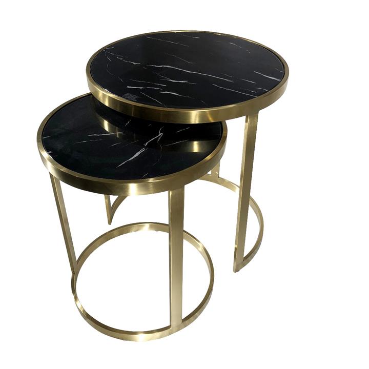 Splendour Side Table Set Black Marble