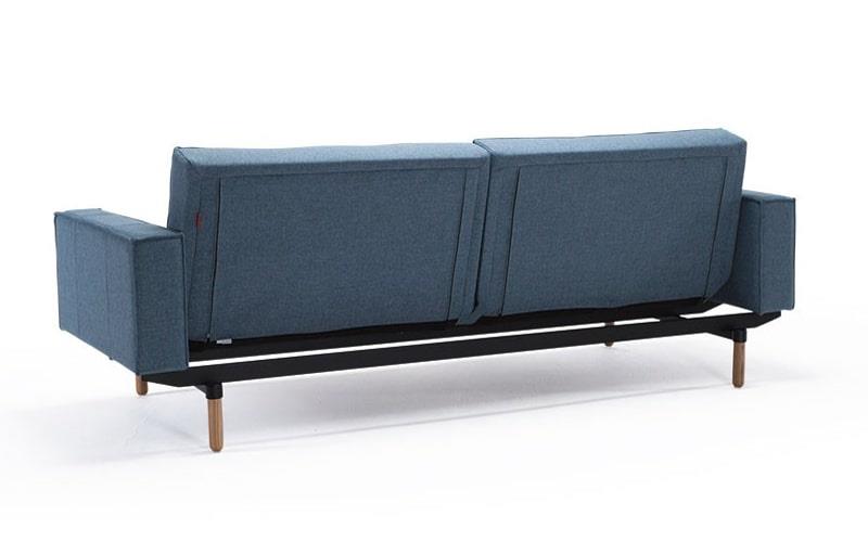 Splitback king single sofa bed with fabric arms and oak stem legs - innovation living