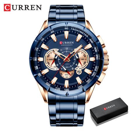 Sport Chronograph Men's Watches Stainless Steel Band Wristwatch Big Dial Quartz Clock with Luminous Pointers