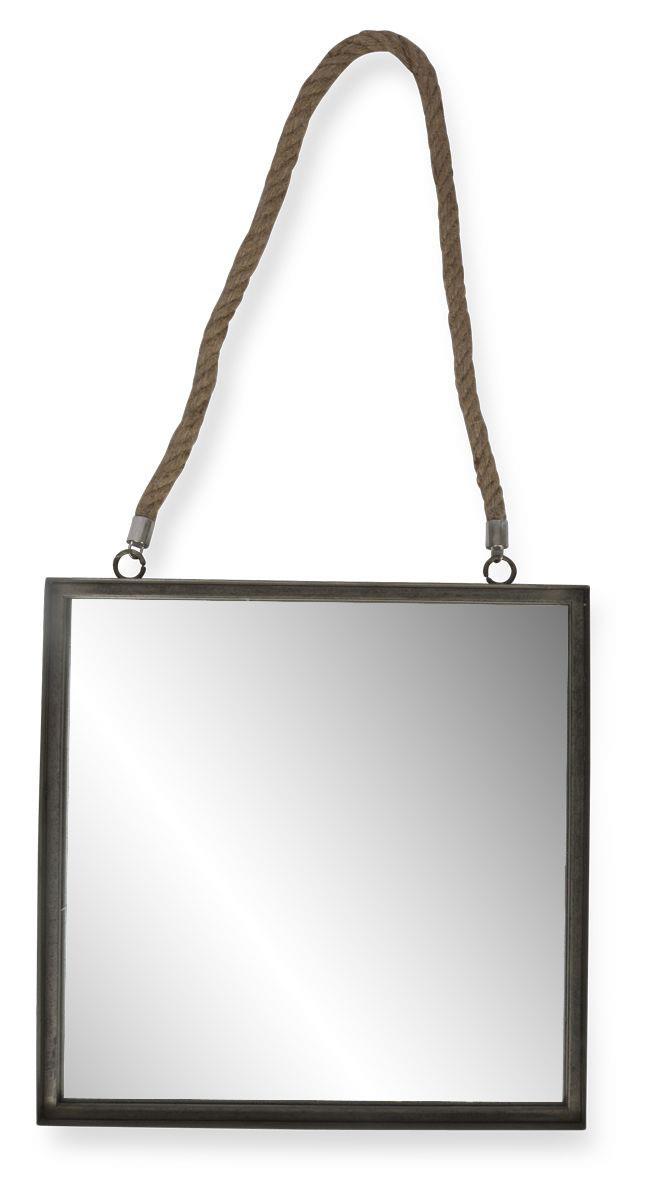 Square Metal Mirror with Rope Handle