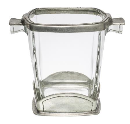 Square Pewter & Glass Ice Bucket