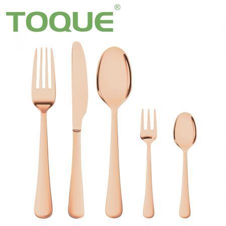 Stainless Steel Cutlery Set Glossy Knife Fork Spoon Child Travel Rose Gold 30pcs