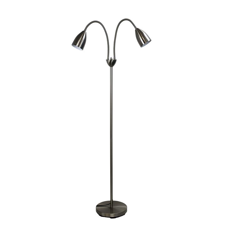Stan Twin Floor Lamp Brushed Chrome