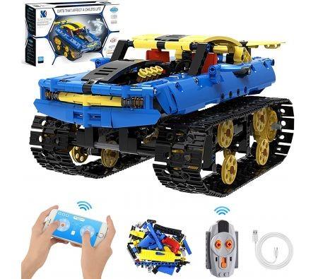 STEM Building Toys RC Car, 572 Pcs Building Blocks Kit APP & 2.4Ghz Rechargeable Remote Control Vehicle, Science Learning Educational Engineering Toy Tracked Off-Road Racing Stunt RC Car/Tank/Robot