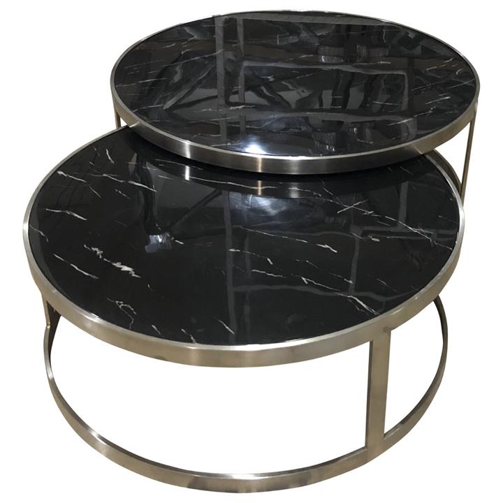 Sterling Coffee Table Set Black Marble