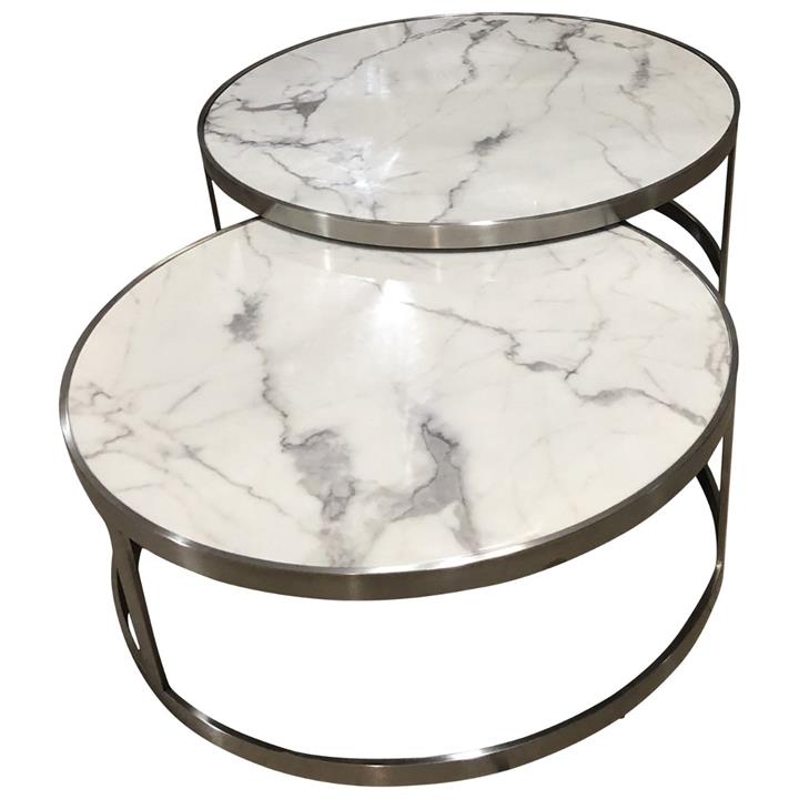 Sterling Coffee Table Set White Marble