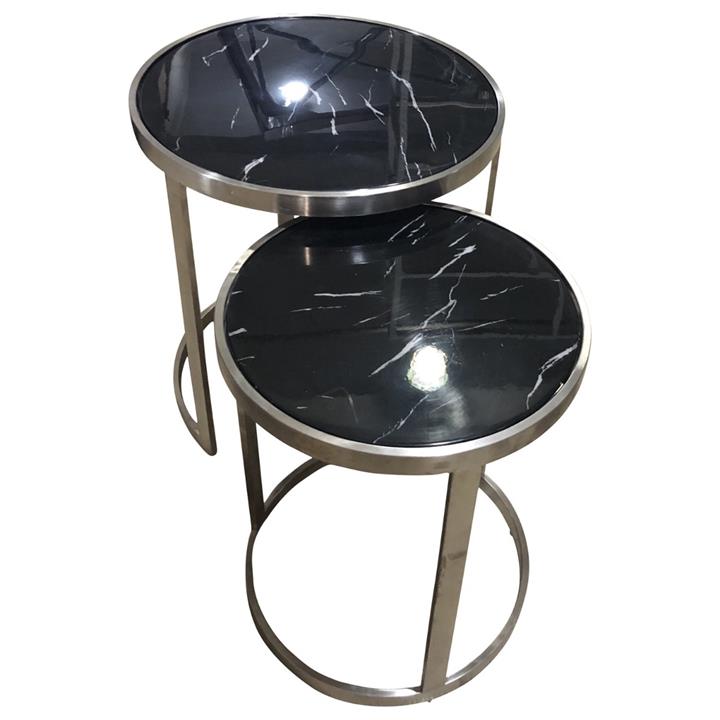 Sterling Side Table Set Black Marble
