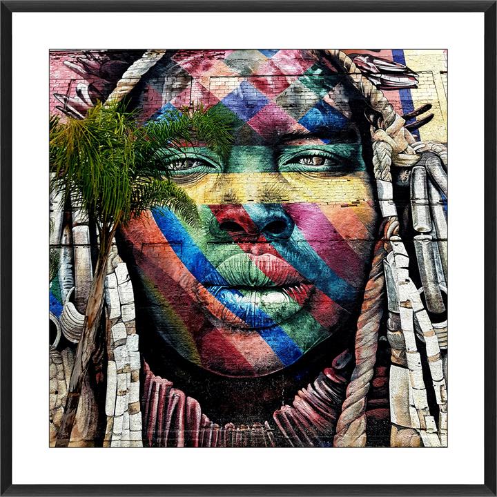 Street Art Glass Framed Print - Black Frame
