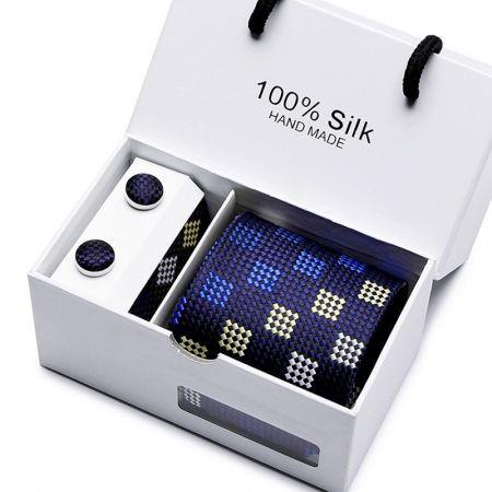 Striegel Men Silk Formal Tie Necktie Set with Pocket Square Cufflinks