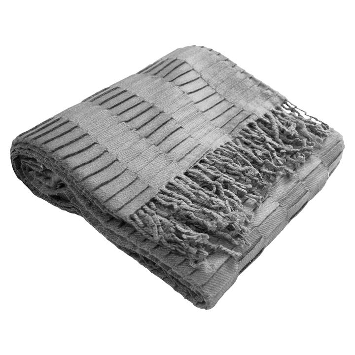 Striped Pleat Throw Silver