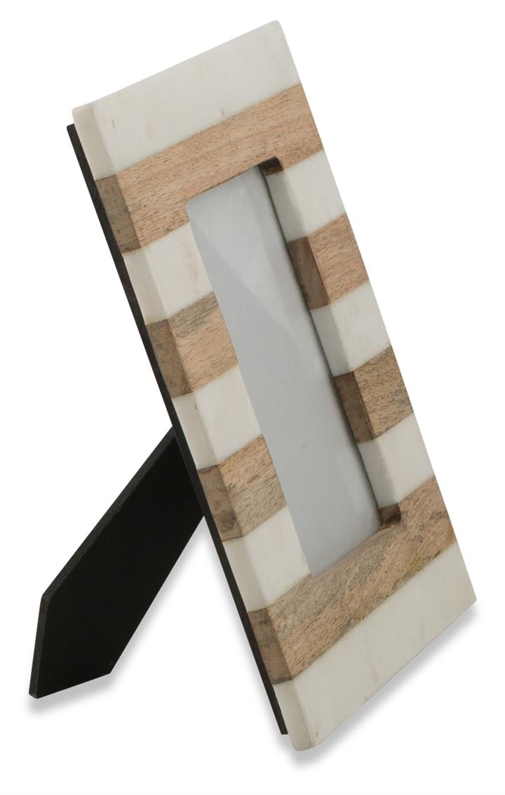 Striped Wood and Marble Picture Frame