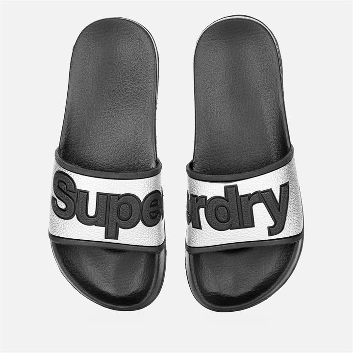 Superdry Women's Eva Pool Slide Sandals - Silver - M